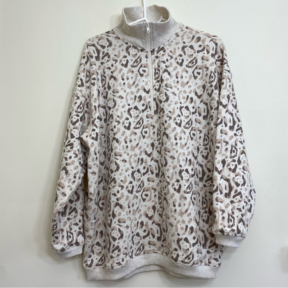 Aerie Leopard Print Oversized Sweatshirt